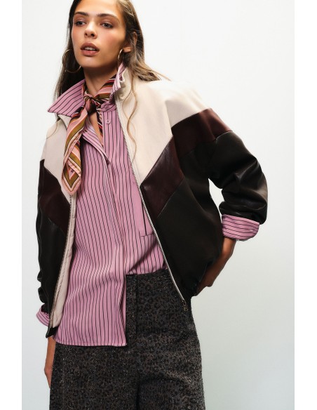 Bomber à motif chevron et fermeture éclair frontale Dixie