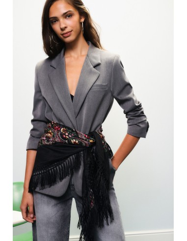 Blazer avec foulard imprimé et franges latérales Dixie