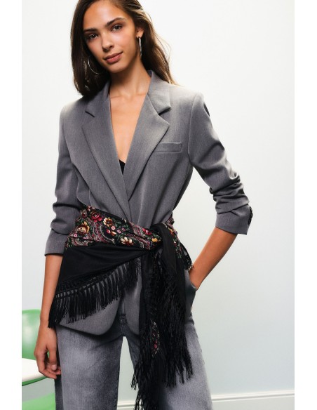 Blazer avec foulard imprimé et franges latérales Dixie
