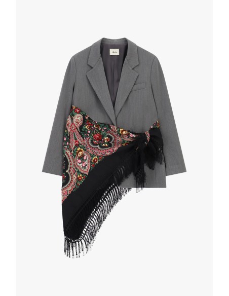 Blazer met bedrukte sjaal en franjes aan de zijkanten Dixie