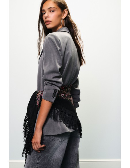 Blazer avec foulard imprimé et franges latérales Dixie