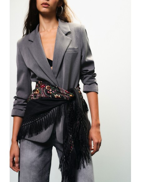 Blazer avec foulard imprimé et franges latérales Dixie