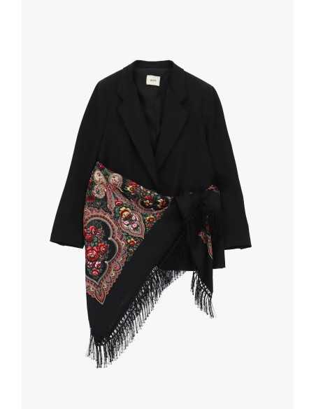 Blazer avec foulard imprimé et franges latérales Dixie