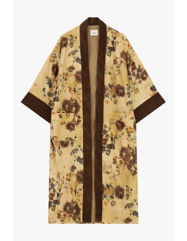 Manteau duster à imprimé floral et bordures contrastantes Dixie