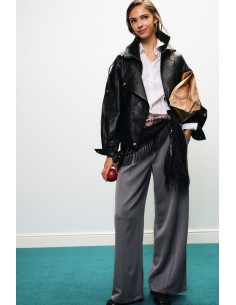 Pantalon palazzo avec bande décorative et franges Dixie