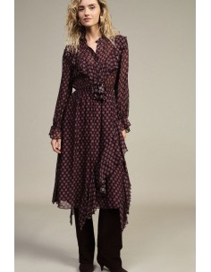 Robe midi à imprimé fantaisie avec boutons et volants Dixie