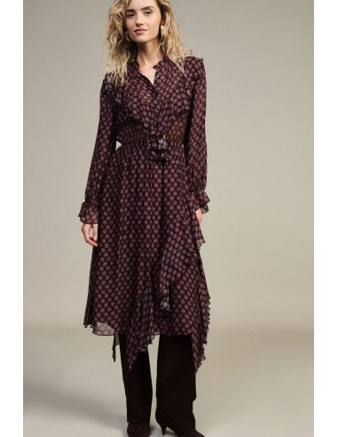 Robe midi à imprimé fantaisie avec boutons et volants Dixie
