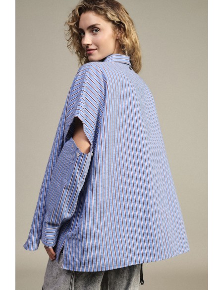 Chemise longue rayée à manches ajourées Dixie