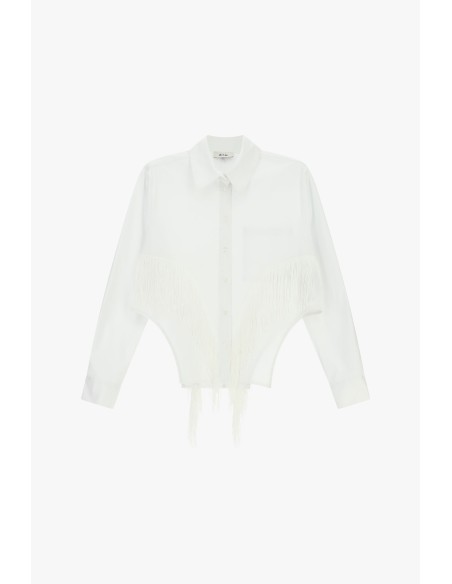 Cropped overhemd met franjes en borstzakje Dixie