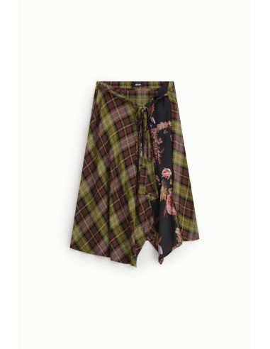 Jupe midi portefeuille asymétrique à motifs mixtes Dixie