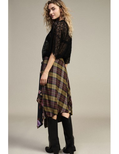 Jupe midi portefeuille asymétrique à motifs mixtes Dixie