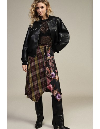 Asymmetrische midi-wikkelrok met gemengde print van Dixie