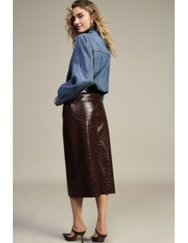 Jupe midi taille haute à imprimé effet crocodile Dixie