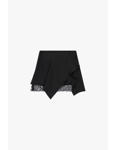Asymmetrische korte rok met kanten zoom Dixie
