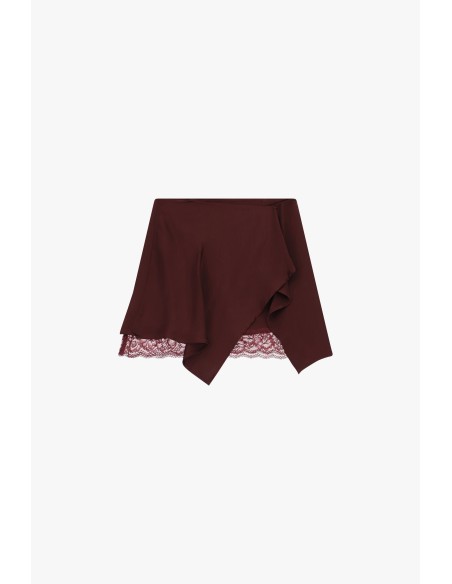 Asymmetrische korte rok met kanten zoom Dixie