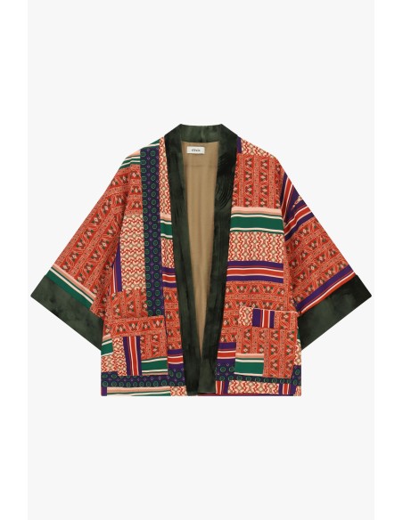 Lichte patchworkjas met wijde mouwen Dixie