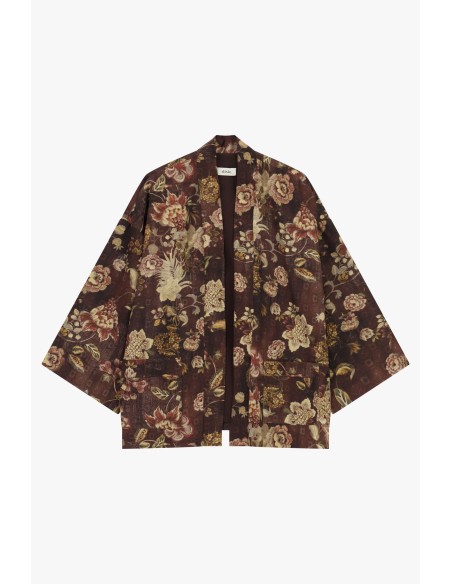 Manteau court à motif floral avec poches Dixie