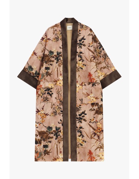 Dusterjas met bloemenprint en contrasterende biezen van Dixie