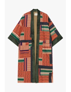 Manteau duster à motif patchwork avec poches frontales Dixie