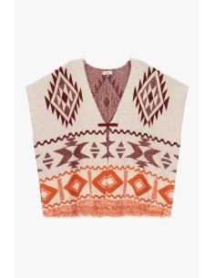Poncho à motifs géométriques et franges Dixie