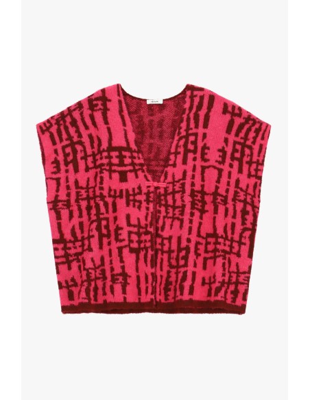 Pull jacquard sans manches à col V Dixie