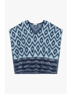 Pull jacquard sans manches à col V Dixie