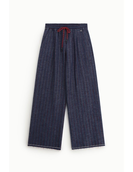 Pantalon palazzo rayé avec cordon de serrage et bas vif Dixie