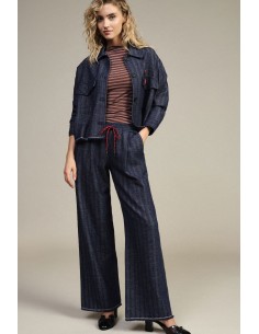 Pantalon palazzo rayé avec cordon de serrage et bas vif Dixie