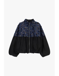 Bomber à manches ballon et broderie florale Dixie
