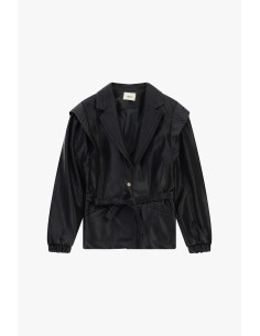 Veste effet cuir avec ceinture et poignets élastiqués Dixie