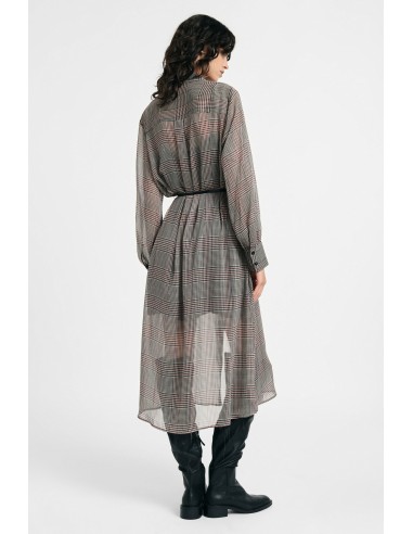 Robe midi à imprimé à carreaux avec ceinture et volants Please