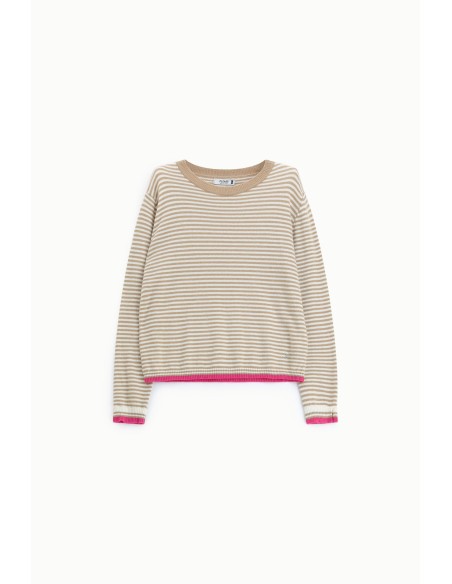 Pull à rayures avec détails contrastants Please