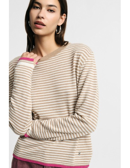 Pull à rayures avec détails contrastants Please