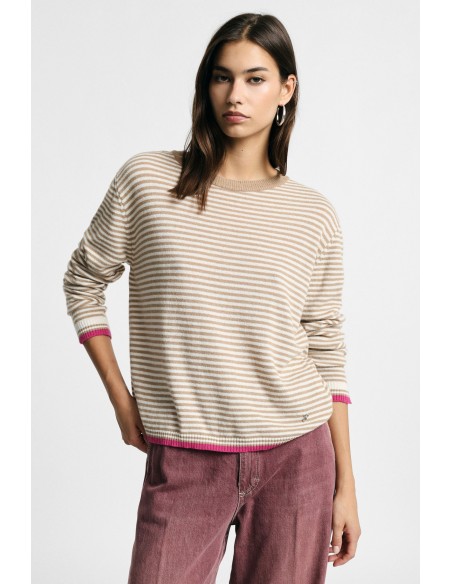 Pull à rayures avec détails contrastants Please