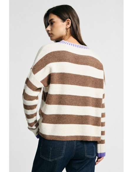 Pull rayé à col rond avec poignets contrastants s’il vous plaît