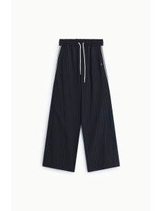Pantalon palazzo rayé avec cordon de serrage et bandes latérales sable 2