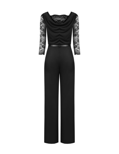 Pantalonpak met wijde pijpen van jersey met kanten inzetstukken en bijpassende riem van imitatieleer van Rinascimento