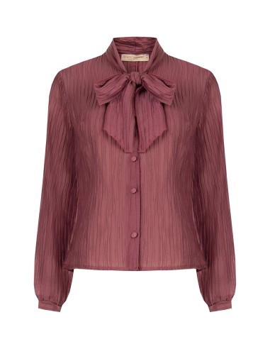 Blouse plissée en lyocell mélangé avec nœud Rinascimento