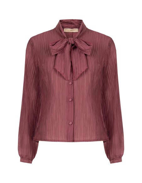Geplisseerde blouse van een lyocellmix met strik van Rinascimento