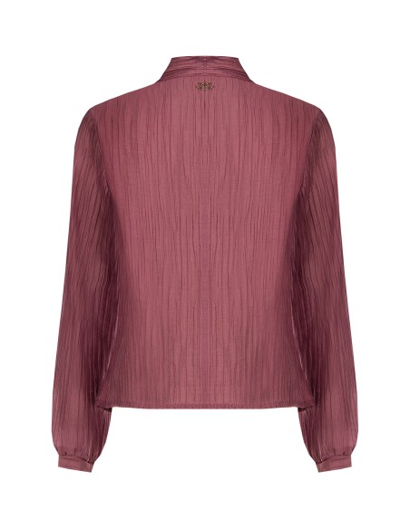 Geplisseerde blouse van een lyocellmix met strik van Rinascimento