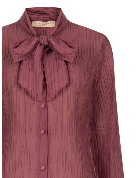 Blouse plissée en lyocell mélangé avec nœud Rinascimento