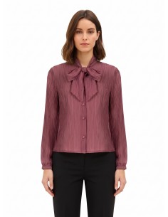 Blouse plissée en lyocell mélangé avec nœud Rinascimento