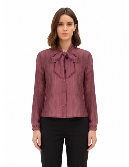 Blouse plissée en lyocell mélangé avec nœud Rinascimento
