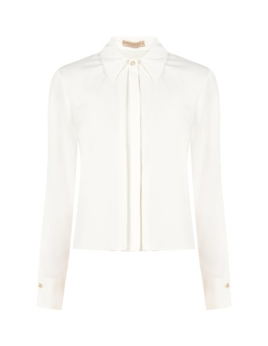 Blouse van mat satijn met geplooid middenpand en verborgen knopen Rinascimento