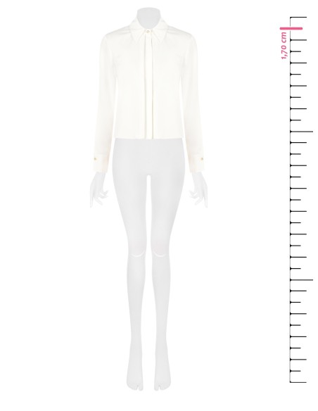 Blouse van mat satijn met geplooid middenpand en verborgen knopen Rinascimento