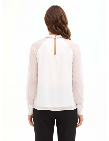 Blouse ample en mousseline avec cristaux autour de l’encolure, Rinascimento