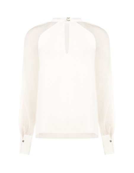 Blouse ample en mousseline avec cristaux autour de l’encolure, Rinascimento
