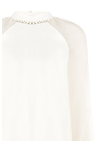 Ruime chiffonblouse met kristallen rond de halslijn van Rinascimento