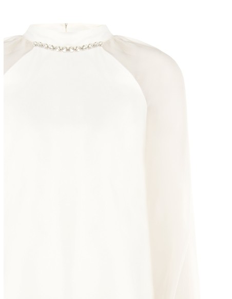 Blouse ample en mousseline avec cristaux autour de l’encolure, Rinascimento