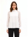 Blouse ample en mousseline avec cristaux autour de l’encolure, Rinascimento